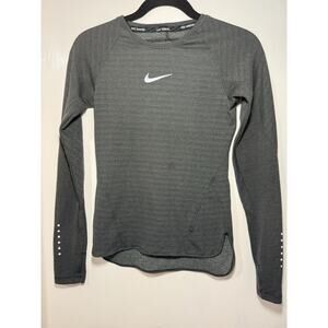 Nike Dri-FIT AeroReact long-sleeve running top dark grey Size XS/black